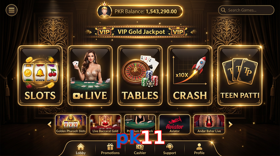 Main screen of Pk11 casino page for PK players
